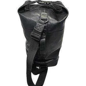 Karl Lagerfeld Weekender Black Leather Duffle Bag Sling Bag Travel Designer 20"